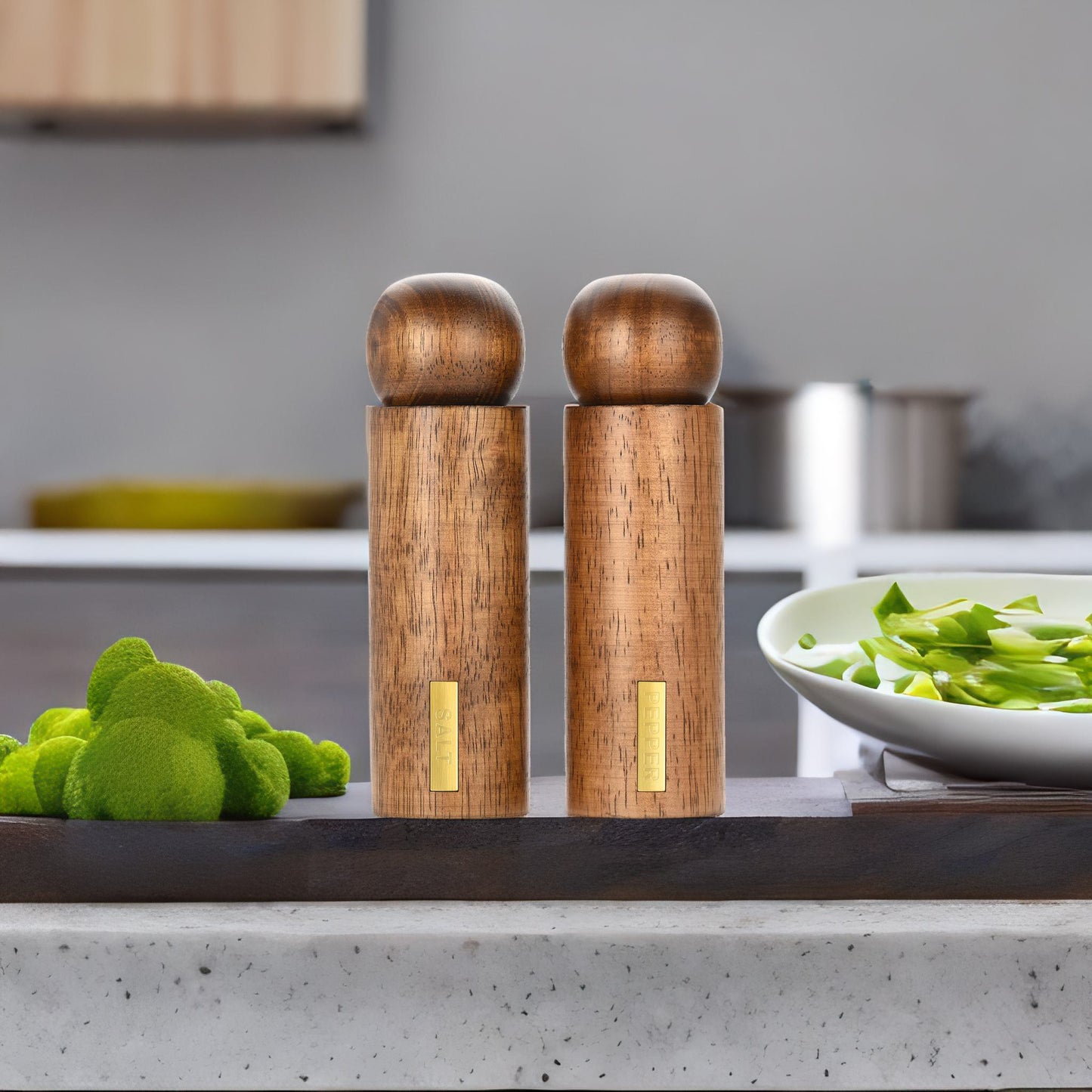 Zettai Wooden Salt & Pepper Grinder Set(Pack of 2),?8 inches, Wooden Salt & Pepper Mill Set For Cooking, Dining, Home Decor. Including Cleaning Brush, Spoon. Adjustable & Refillable. Gift Set.